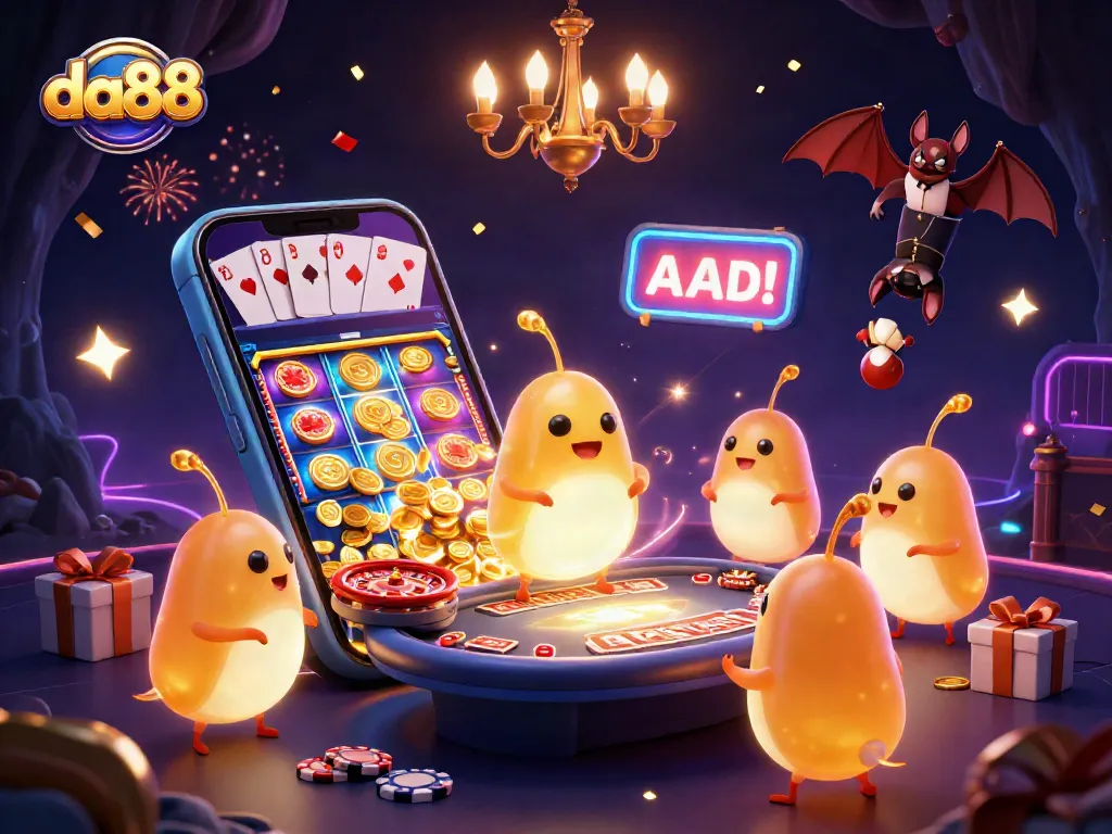 Unlock big wins at da88 with exciting casino games and vibrant visuals, showcasing a lively scene.