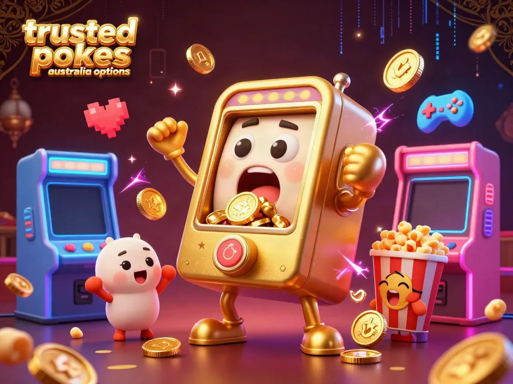 Experience the thrill of gambling with trusted online pokies australia options featuring a joyful slot machine hitting a jackpot.